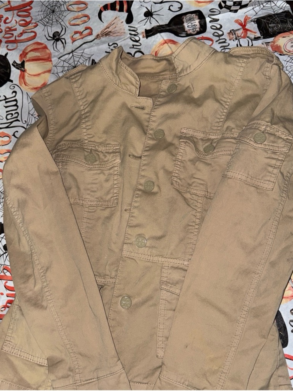 Tory Burch Tan Utility-Style Bomber Jacket